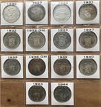 complete serie rijksdaalder Wilhelmina (1898 - 1944), Postzegels en Munten, Munten | Nederland, Ophalen, Setje, Zilver, Koningin Wilhelmina