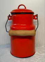 Vintage rode emaille melkbus met deksel, Antiek en Kunst, Antiek | Emaille, Ophalen of Verzenden