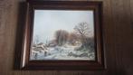 Schilderij winterlandschap met gratis schilderij, Antiek en Kunst, Kunst | Schilderijen | Klassiek, Ophalen of Verzenden