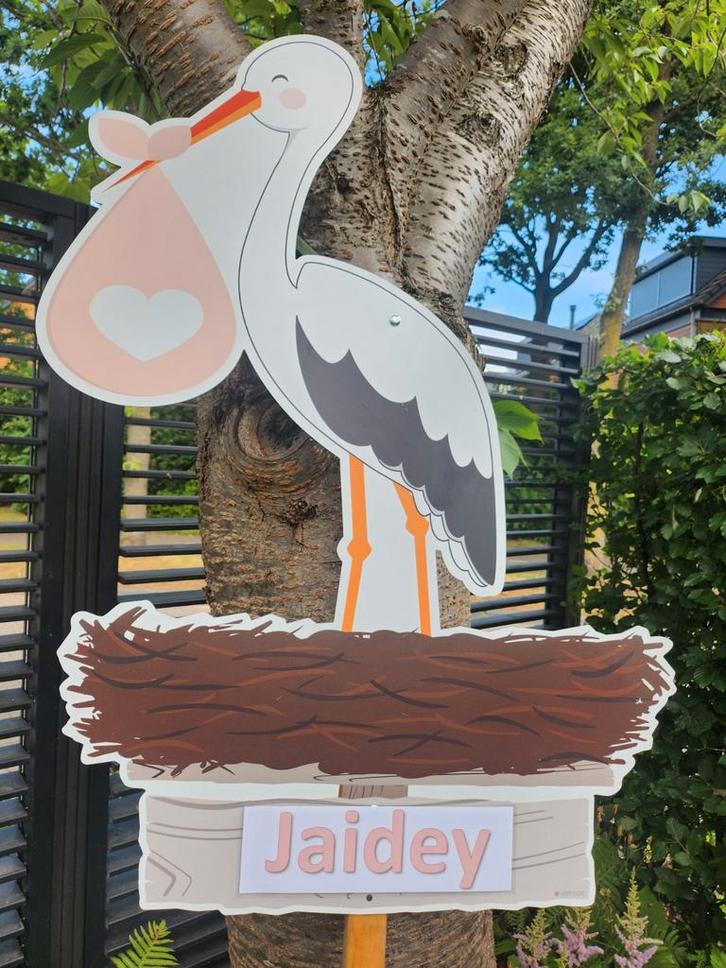 Ooievaar of ander leuk geboortebord huren, Kinderen en Baby's, Kraamcadeaus en Geboorteborden, Ophalen