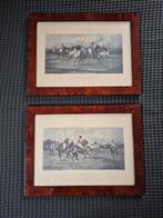 Schilderijen met walnoten lijst, 40x30cm, Antiek en Kunst, Ophalen of Verzenden