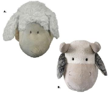 Koe of schaap/lam knuffel Wanddecoratie  beschikbaar voor biedingen