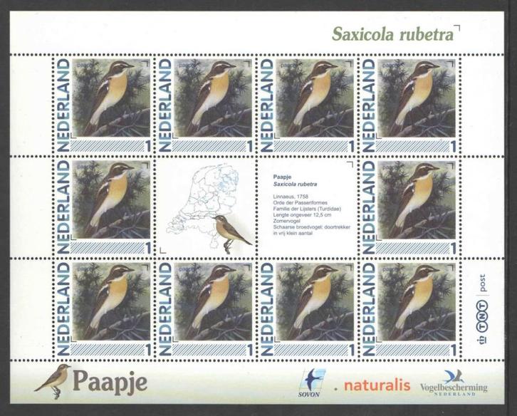 Postzegels Vogels in Nederland: Paapje, Postzegels en Munten, Postzegels | Nederland, Postfris, Na 1940, Ophalen of Verzenden