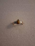 Zilvrren ring met Tijgeroog steen -- ringmaat 18, 18 tot 19, Overige kleuren, Nieuw, Ophalen of Verzenden