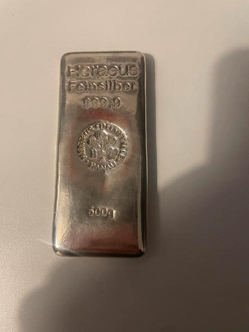 Heraeus 500g Zilverbaar 999,9, Antiek en Kunst, Antiek | Goud en Zilver, Zilver, Ophalen