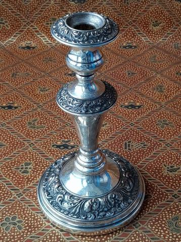 Mooie zware antieke silverplate kandelaar uit Engeland 24 cm