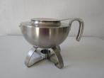 Unieke rvs theepot met theefilter, op rechaud, Auerhahn., Ophalen of Verzenden, Gebruikt