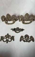 Sierlijke grote ladegrepen, messing goud sierbeslag vintage, Ophalen of Verzenden