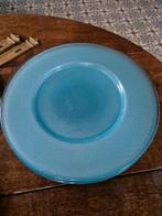 6 turquoise blauwe onderborden glas geruit 33cm, Huis en Inrichting, Keuken | Servies, Nieuw, Ophalen of Verzenden, Glas, Bord(en)