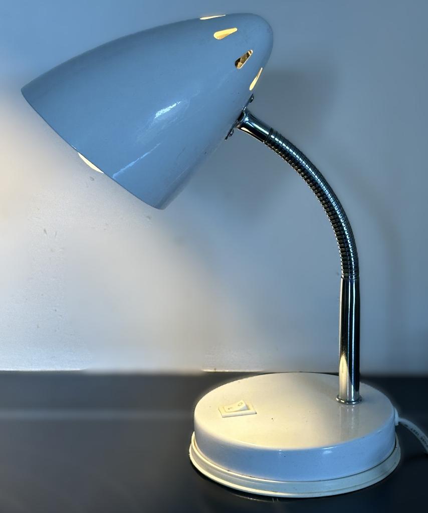 Vintage wit metalen bureaulampje uit de jaren 90 izgst., Ophalen, Mid century, Zo goed als nieuw, Metaal