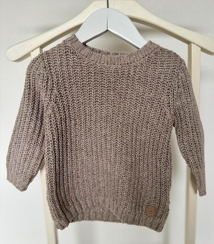 H&M gebreide beige lichtbruine kabeltrui trui gehaakt 80, Kinderen en Baby's, Babykleding | Maat 80, Zo goed als nieuw, Jongetje of Meisje