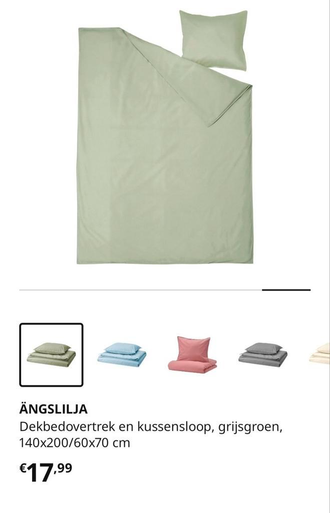 Dekbedovertrek van Ikea 140*200 kleur grijs-groen, Huis en Inrichting, Slaapkamer | Beddengoed, Nieuw, Dekbedovertrek, Eenpersoons