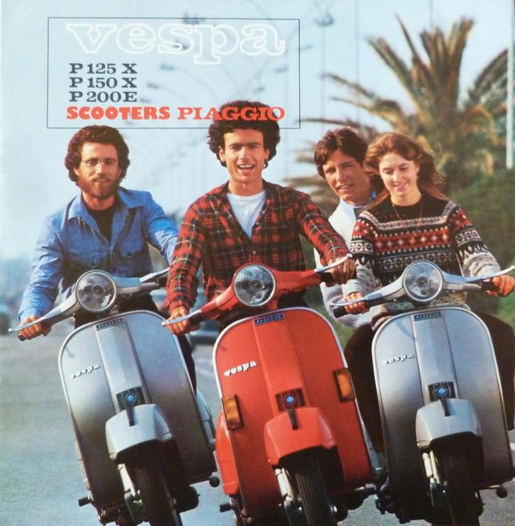 Folder VESPA P125X/ P150X/ P200E 09/ 1980, Motoren, Handleidingen en Instructieboekjes, Overige merken, Ophalen of Verzenden