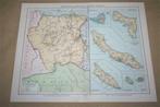 Antieke kaart Suriname Curacao Aruba enz circa 1900 !!, Gelezen, Ophalen of Verzenden