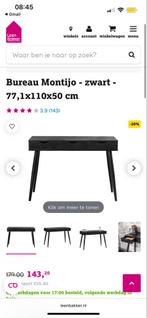 Zwart Bureau Leen Bakker - Stijlvol!, Huis en Inrichting, Bureaus, Ophalen, Nieuw, Bureau