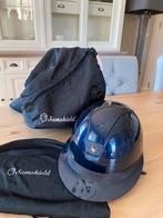 Shamschield rijcap met polo klep en Swarovski blauw ZGAN, Dieren en Toebehoren, Paardrijkleding, Ophalen of Verzenden, Zo goed als nieuw