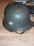 Duitse M35 stahlhelm ex DD camouflage op naam!! vroegoorlogs, Verzamelen, Ophalen of Verzenden, Landmacht, Duitsland, Helm of Baret