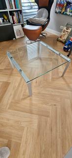 Rolf benz, 80x80, glas, Huis en Inrichting, Tafels | Salontafels, Ophalen, Gebruikt, 50 tot 100 cm, Vierkant