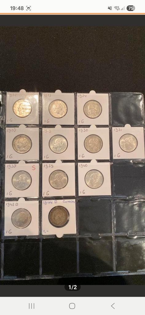 Zilveren guldens wilhelmina, Postzegels en Munten, Munten | Nederland, 1 gulden, Koningin Wilhelmina, Zilver, Ophalen of Verzenden