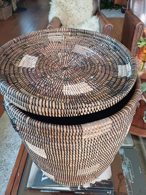 Zeegras Mand met Deksel opbergmand, Antiek en Kunst, Curiosa en Brocante, Ophalen of Verzenden