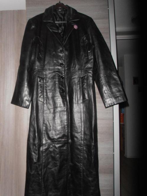 Lange leren jas s zwart, Kleding | Dames, Jassen | Zomer, Zo goed als nieuw, Maat 36 (S), Zwart, Ophalen of Verzenden