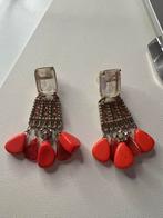 Oranje & Diamant Statement Oorbellen - Gouden Kleur, Sieraden, Tassen en Uiterlijk, Oorbellen, Hangers, Oranje, Ophalen of Verzenden