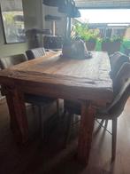 Prachtige boomstamtafel met 6 stoelen, Huis en Inrichting, Complete eetkamers, Ophalen, Zo goed als nieuw