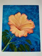 Schilderij bloem hibiscus, Antiek en Kunst, Kunst | Schilderijen | Modern, Ophalen of Verzenden