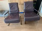 Fauteuil paars leren bekleding, Huis en Inrichting, Fauteuils, Ophalen, Gebruikt, 50 tot 75 cm, Leer