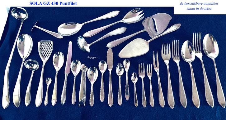 430 Sola GZ Puntfilet 94 stuks = € 125 // OF LOS te koop, Antiek en Kunst, Antiek | Bestek, Ophalen