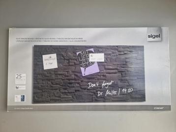 Sigel glas-magneetbord 48x48 – steenlook (nieuw in doos) beschikbaar voor biedingen