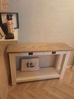 Sidetable landelijke wit met houten blad, Huis en Inrichting, Tafels | Sidetables, Ophalen, 100 tot 150 cm, Zo goed als nieuw