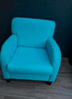 Mooie blauwe fauteuil te koop, Minder dan 75 cm, Ophalen of Verzenden, Zo goed als nieuw, Hout
