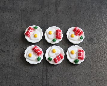 Bord bordje met spek ei broccoli miniatuur nieuw 1:12 - 1 st beschikbaar voor biedingen