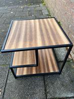 2x Bijzettafel metaal, hout, Ophalen of Verzenden, Zo goed als nieuw