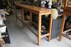 Mooie lange smalle bartafel statafel hout horeca 300x50, Ophalen, Gebruikt, Met voetsteun, 60 tot 90 cm
