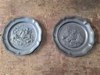 2x tinnen bord met opdruk, Antiek en Kunst, Ophalen of Verzenden