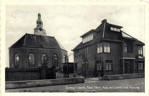 Sprang-Capelle, Ned. Herv. Kerk te Capelle met Pastorie - 19, Verzamelen, Ansichtkaarten | Nederland, Gelopen, Overijssel, 1940 tot 1960