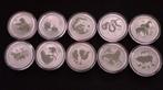 10x 1/2 oz .999 Zilver Australië Lunar II 2010 t/m 2019, Ophalen of Verzenden, Setje, Zilver