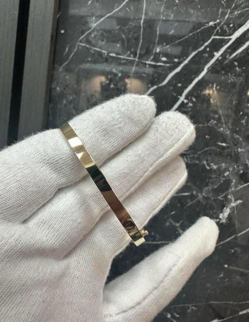 14K gouden rechthoekige slavenarmband, Sieraden, Tassen en Uiterlijk, Armbanden, Nieuw, Goud, Goud, Ophalen of Verzenden