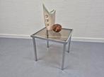 Chroom buisframe bijzettafel. Vintage salontafel, rookglas., Huis en Inrichting, Tafels | Salontafels, Ophalen of Verzenden, .