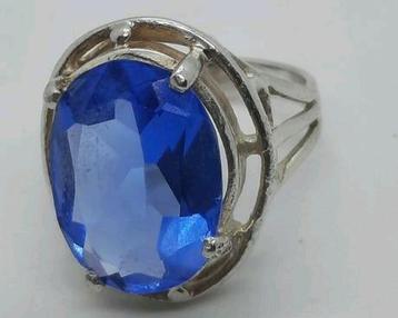 Zilveren Ring met Aquamarijn - Maat 18 beschikbaar voor biedingen