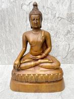Bronzen Boeddha Beeld - Bhumisparsha Mudra - 22 cm, Huis en Inrichting, Woonaccessoires | Boeddhabeelden, Gebruikt, Ophalen of Verzenden