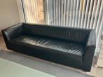 Gelderland bank 4800 , 3 zits zwart leer, Gebruikt, Tweepersoons, Ophalen of Verzenden, 200 tot 250 cm