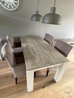 Eettafel met stoelen, Huis en Inrichting, Tafels | Eettafels, Gebruikt, 150 tot 200 cm, Rechthoekig, 50 tot 100 cm