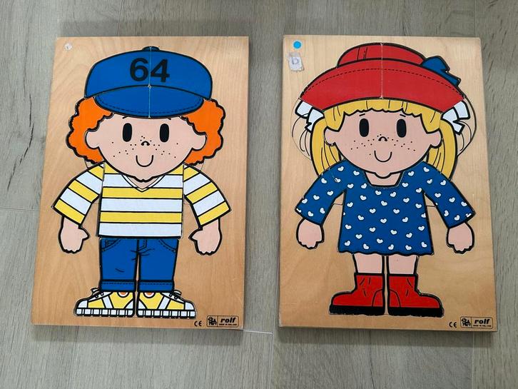 Houten Puzzels - Jongen en Meisje, Kinderen en Baby's, Speelgoed | Kinderpuzzels, Zo goed als nieuw, 2 tot 4 jaar, 10 tot 50 stukjes