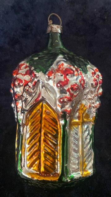 Antiek oud glazen kerstversiering decoratie bal kerk kapel beschikbaar voor biedingen