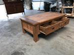 Rustieke Teak Salontafel met Lades, Ophalen, Gebruikt, 100 tot 150 cm, Teakhout