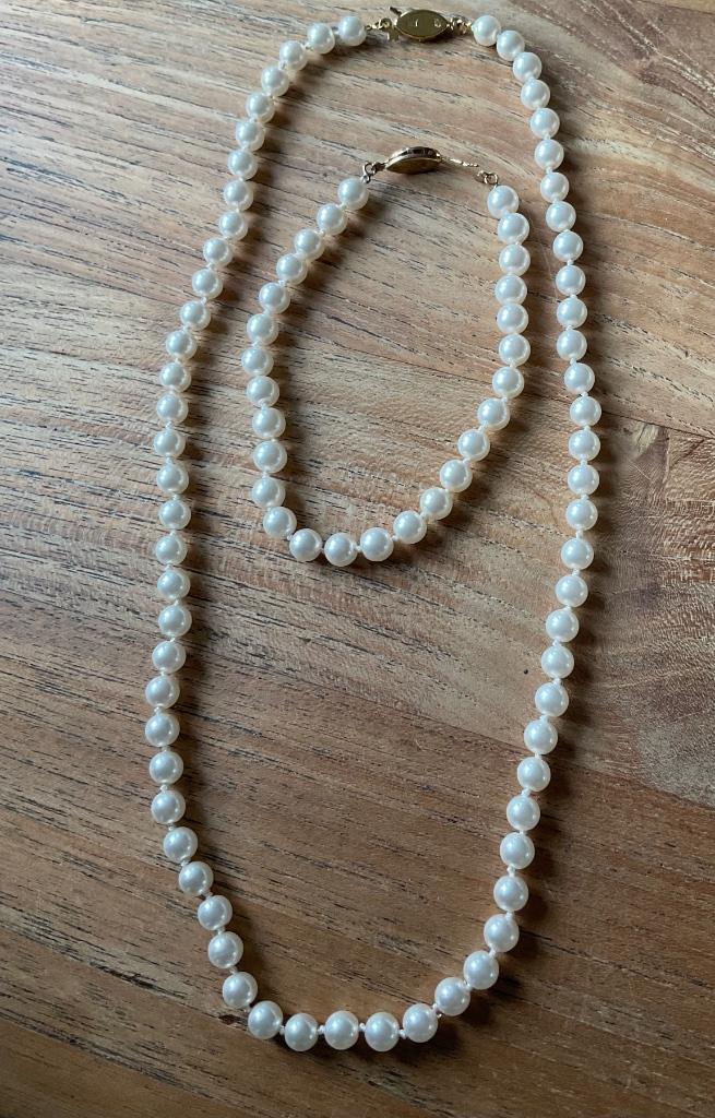 Parelketting verguld zilver ? 925 gemerkt armband ketting, Sieraden, Tassen en Uiterlijk, Kettingen, Zo goed als nieuw, Zilver