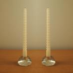 vintage paar (2x) kandelaren glas met sneeuwvlokpatroon, NVT, Overige materialen, Gebruikt, Overige kleuren